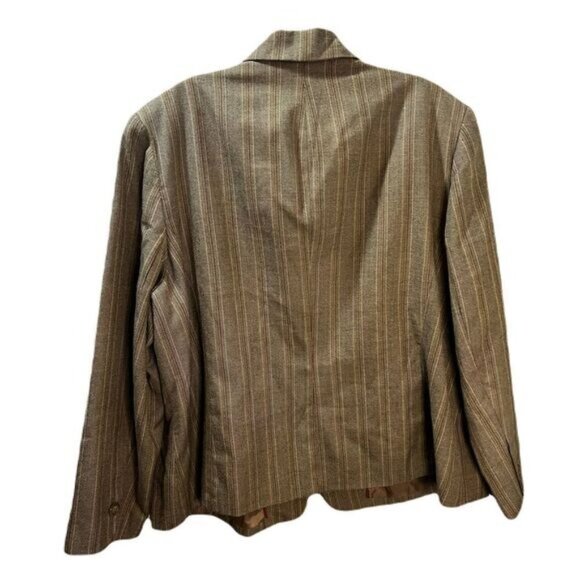 Worthington Brown‎ Linen Blend Striped Button Front Blazer Size 20 - Picture 2 of 4